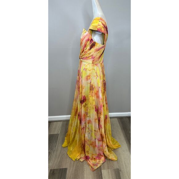 Theia Rian Pleated Chiffon Gown Size US6 $795 - Picture 6 of 9